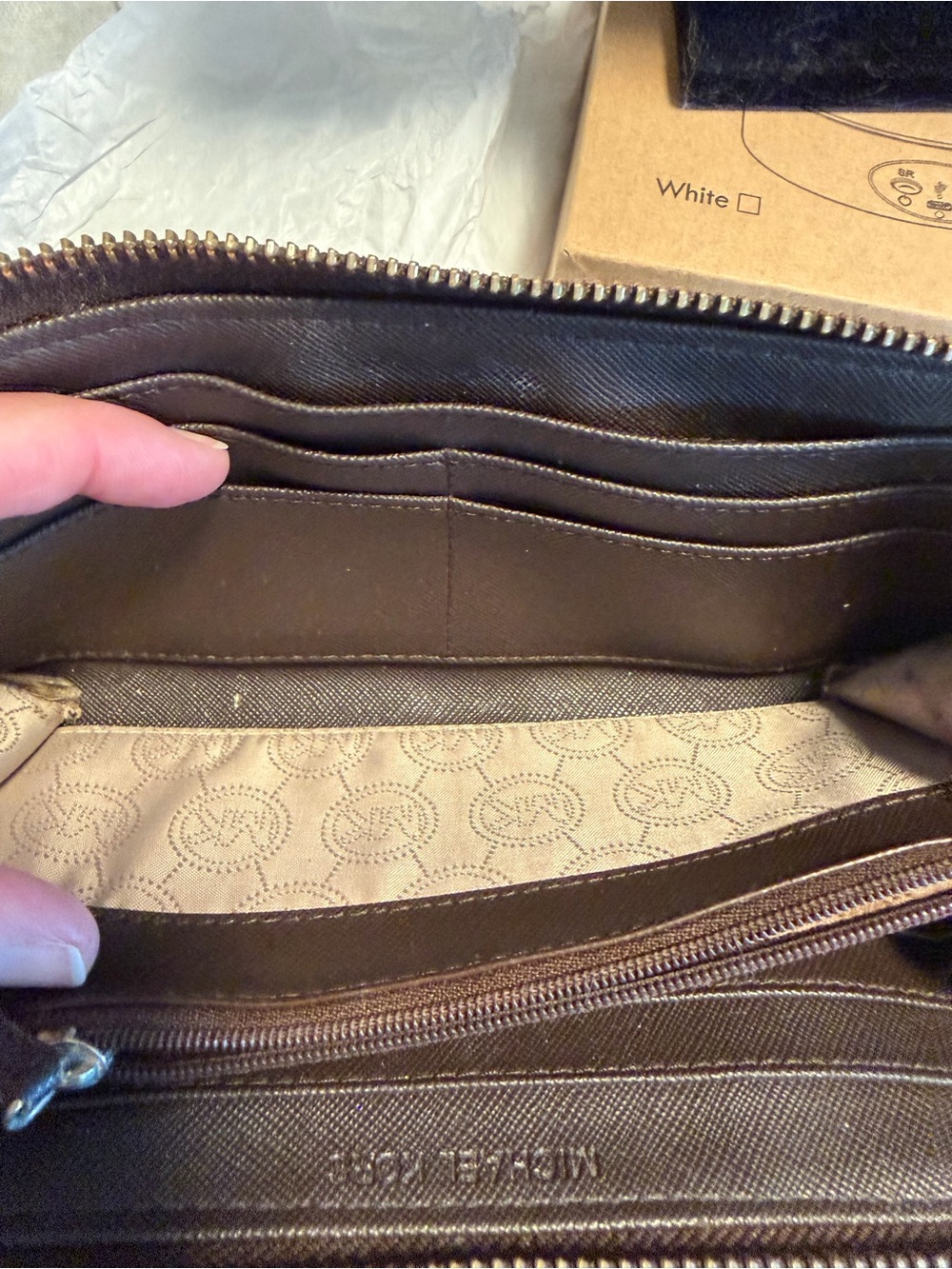 Michael Kors Zip-Around Wallet in Tan and Black Tiger-Print - Picture 11 of 15